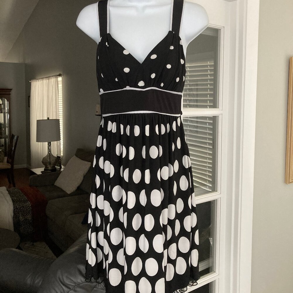 Speechless Black White Polka Dot Sleeveless Dress M Junior